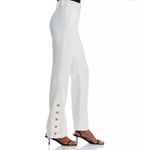AQUA  White Flare Leg Trousers Button Accents Career Pants Size‎ L Photo 4