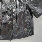 Walter Baker Shirt Womens 8 Black Faux Leather Buttons Asymmetrical Cropped Photo 12