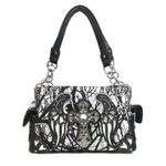 Cross Angel Wings Tree Camouflage Women's Handbag Purse Black Photo 0