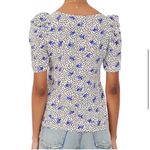 Maje  Lensam Printed Henley V-neck Short Puff Shoulder Blouse Size Small Photo 2