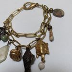 Pretty Charm Bracelet Gold Tone With Fish / Turtle / Stone Charms Photo 6