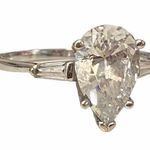 Women’s 14K Pear Shape White Gold CZ Zirconia Wedding Or Engagement Sz 10 Ring Photo 3