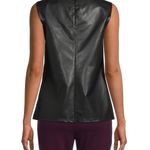 Calvin Klein  Pleated Faux Leather Sleeveless Top Black Women’s Size Medium Photo 3