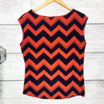 The Limited  Red & Black Chevron Zig Zag Stripe Stretch Jersey Blouse Size Small Photo 1
