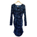 Side Ruched Sweatshirt Dress in Blue & Black Camo Sundry 2 | Size Medium Photo 1