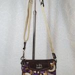 Coach Signature Cs Chain Link Op Art Bag Brown Purple Crossbody Fabric Leather Photo 0