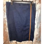 Ralph Lauren Denim skirt, leather trim, zipper, size 8 Blue Size M Photo 1
