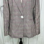Boston Proper NWT Glen Plaid Single Button Lined Business Blazer Sz 12 Gray Pink Photo 2