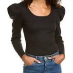 Nation Ltd Michelle Black Ribbed Puff Sleeve Long Sleeve Top Women's Size S Photo 0