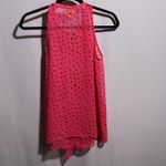 Y2K Princess Vera Wang Hot Pink Polka Dot Sheer Button Up Top Sleeveless XS Tie Photo 1