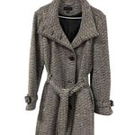 Worthington Women's XL Coat Black White Tweed Long Sleeve Belted Collar Photo 0
