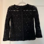 Banana Republic Black All Over Lace Back Button Down Crewneck Blouse XSmall Photo 3