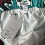 Nine West Tiered Midi Skirt Size Medium Teal Brown Ruffle Pull On Boho Photo 4