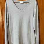 Jaclyn Smith  Silver V-Neck Long Sleeve Top Photo 0