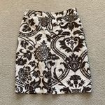 Loft Linen Cotton Pencil Skirt Patterned Mini Cream Black Size 10 Like New Photo 0