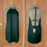 NBD NWT NBDxRevolve Lourdes Green Velvet High Neck Beaded Open Back Mini Dress~ L🧡🎀 Photo 2