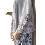 NWT AD 1pc Solid Color Lace Shawl Loose Thin Breathable Tassel Cardigan Grey OS Gray Size undefined Photo 2