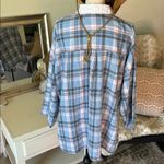 FP Sunday morning, sleep shirt, light blue flannel pop over polo collared top S Photo 5