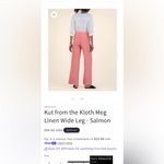 Kut From The Kloth Meg Linen Wide Leg - Salmon NWOT Photo 10