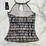 Island Escape Marrakesh Horizon Tankini Top Shirring Black Beige High Neck Sz 6 Photo 3