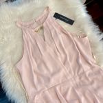 BCBGMAXAZRIA Midi Halter Neck Cutout Sleeveless Baby Pink Day Dress Photo 1