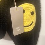 NWT Luna Ivy Puff Smiley Face Open Front Cardigan Chunky Oversize Black Size XS Yellow Photo 9