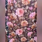 Vintage Floral Layered Maxi Dress with Pink and Brown Roses Women’s Size XL Photo 1
