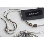 NWT Scroll & Dot Dazzling Blue Crystal Silver Tone Snake Chain Pendant Necklace Photo 3