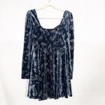 Disturbia Faefire Foil Print Velour Cut Out Mini Dress Dusky Blue Mushroom Print Size 4 Photo 4
