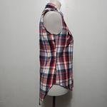 Fashion Web Red & Black PlaidSleeveless High Low Cotton Button Down Size Medium Photo 2
