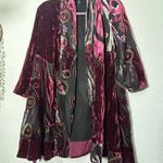 Chico's NEW Chico’s Travelers Collection Velvet Burnout Kimono Black Wine Size XS 0 Photo 0