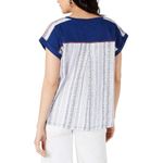 Style & Co  Navy Embroidered Short Sleeve Scoop Neck Top Size XXL EUC #0655 Photo 1