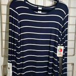 Heimish Navy Stripe Lace Button Back Top | NWT | Size Small | Soft & Stretchy Blue Photo 0