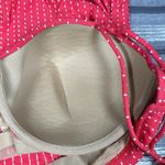 Cacique Women's  Ruched Bandeau Coral White Polka Dot Swimsuit Size 38D EUC #5036 Photo 6