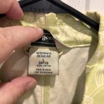 LL Bean Trench Coat Floral Print Lime Green‎ Womens Large Regular Pockets #0APX8 Green Photo 4