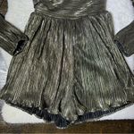 Lulus Lulu’s Plisse and Thank You Gold Pleated Long Sleeve Backless Romper Photo 5