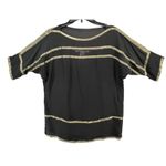 Diane Von Furstenberg  Shirt Womens 2 Black Gold Silk Sheer Blouse Top Party Glam Photo 1