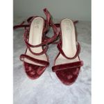 Raye  Velvet Strappy Lace Up Glittered Block Heels Sz 7.5. “henna” sandals Photo 1