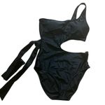 Aerie  Womens Black One Shoulder Full Coverage Swimsuit Photo 2