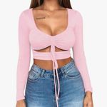 Amazon  ruched long sleeve crop top Photo 0