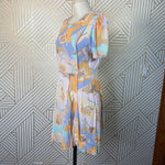 ZARA Dress Allover Floral Print Retro Button Pastel Multicolor Size Medium Photo 6