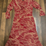 Evan Picone  
Red Sheath Dress with Cowl 
Neck and Bishop Sleeves Photo 0