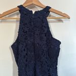Lulus ‎ Navy Blue Floral Lace Halter Neck Mini Dress Love Poem Size Small Photo 4