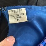 Nina size medium short sleeve couture blue silk sequin top women’s Photo 3