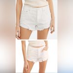 Free People We The Free Loving Good Vibrations Distressed Denim Shorts White Photo 1