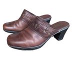 Clarks Bendables Women's Size 6 Shoes Brown Leather Mules Comfort Career Heeled Photo 4