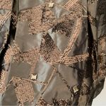Per Se 100% Silk Brown Sequin Aline Skirt Embellished Metallic Photo 2