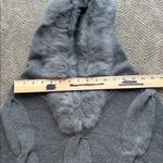 J. McLaughlin  Gray Merino Wool Cape Poncho Rabbit Fur Hood M/L Photo 11