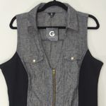 G by Guess Womens Lewcy Linen Dress Gray Black Zippered XL NWT Photo 1