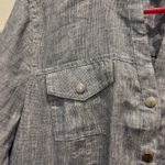 Charter Club  Womens Linen Jacket Large Metallic Blue‎ Button Front Resort Wear Photo 1